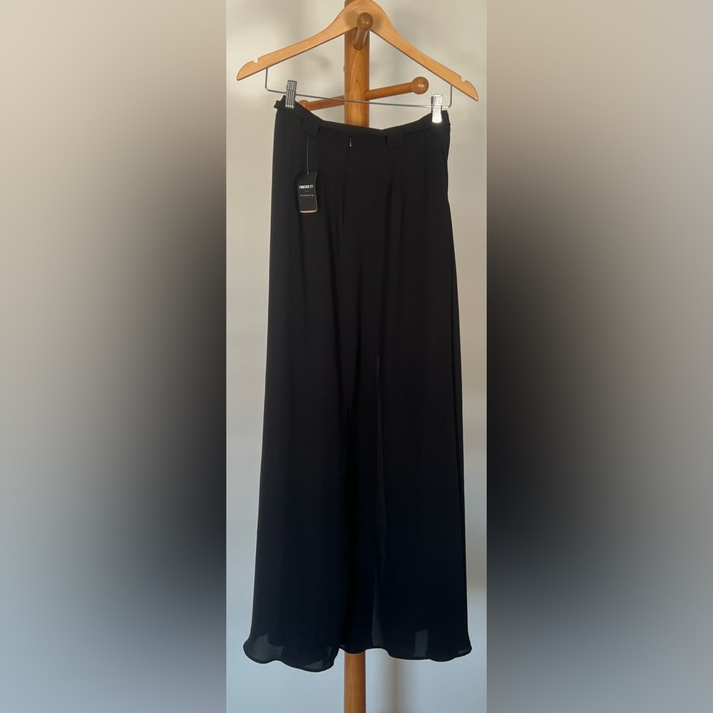 Sheer & Sexy! Black Long Skirt, Center Slit Reveals Mini Underneath & Pockets!